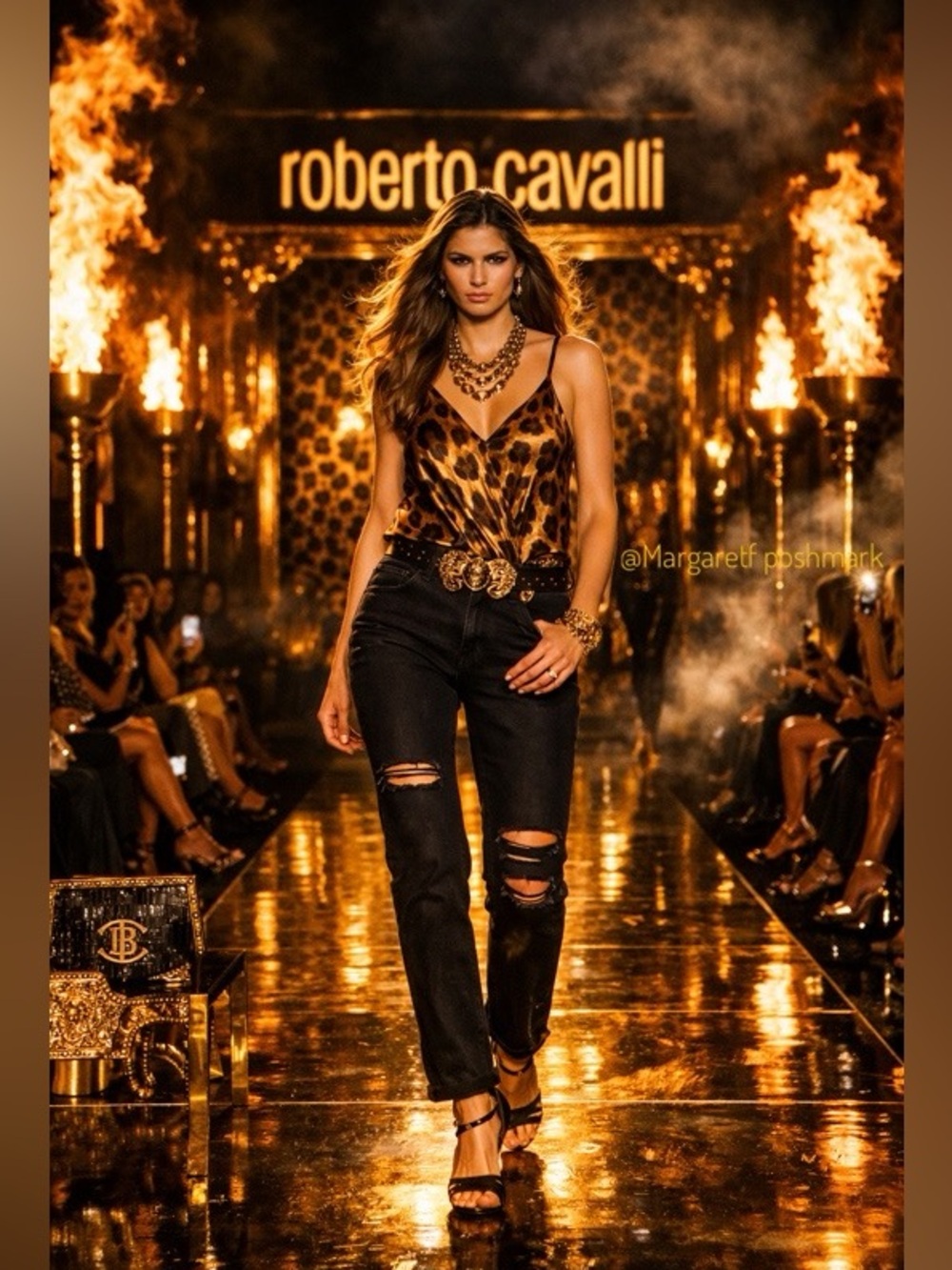 JUST CAVALLI, ROBERTO CAVALLI slashed black jeans